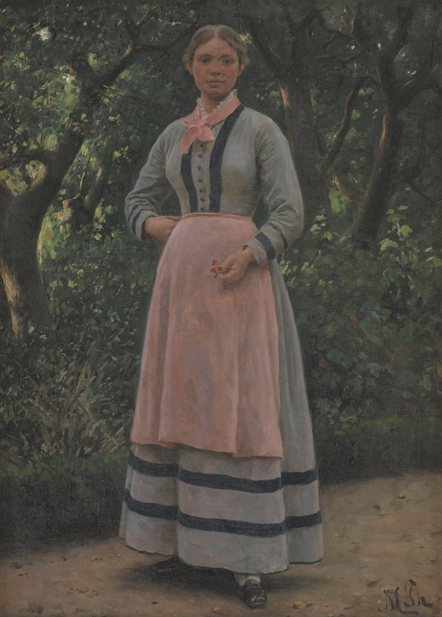 Bir bahçede genç kız by M. Therkildsen