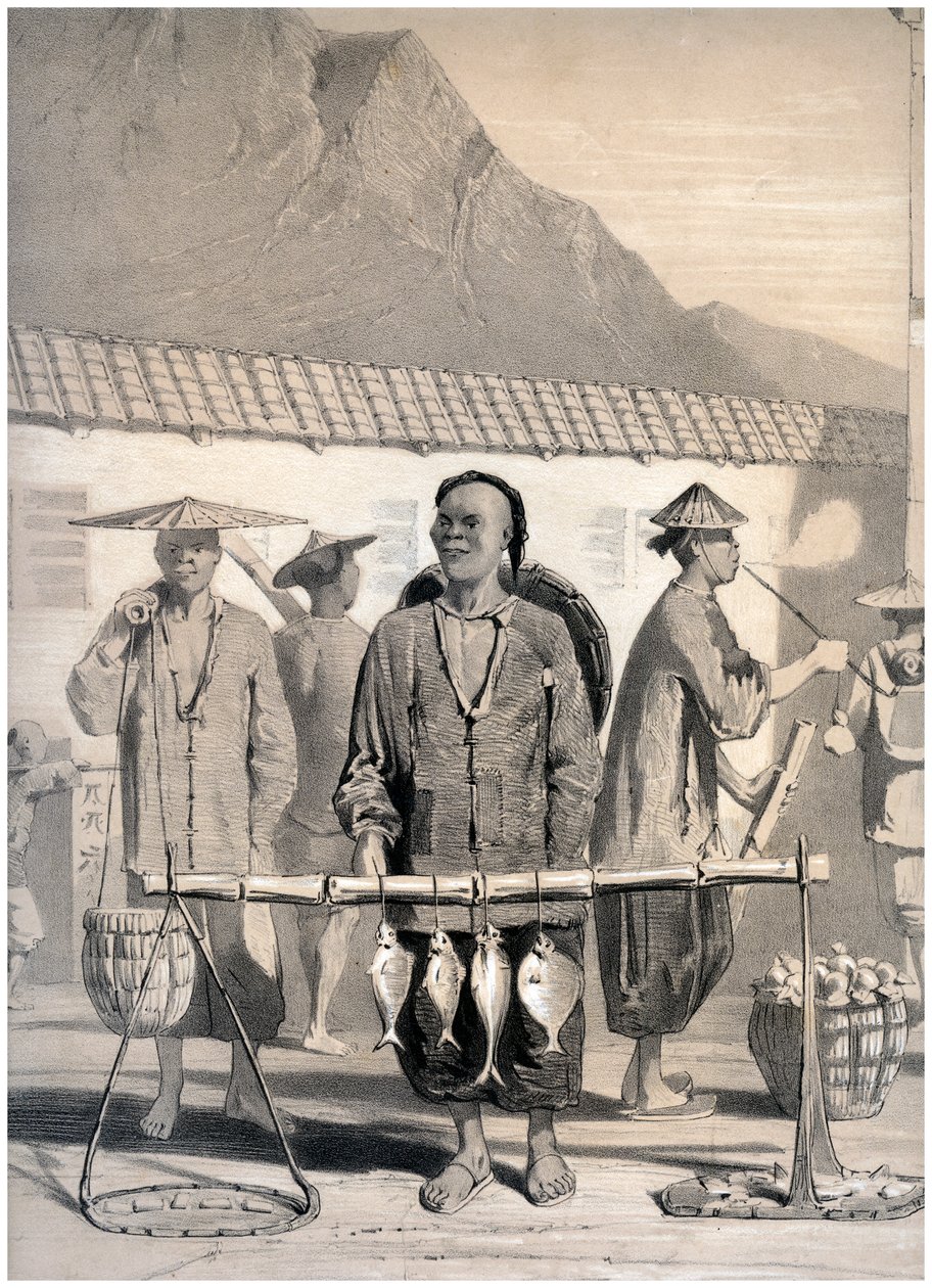 Balıkçılar, Victoria Caddesi, Hong Kong, Çin, c1860. by M and N Hanhart