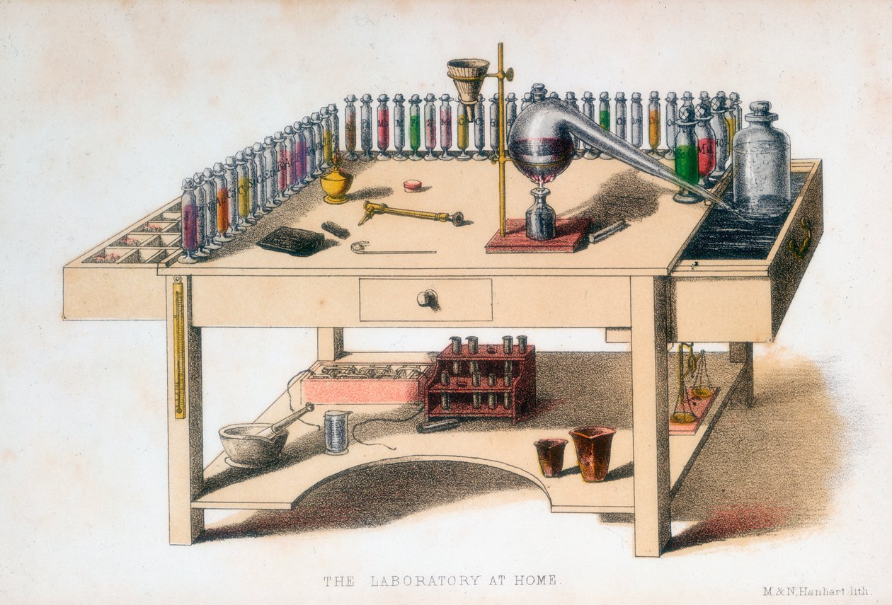 Amatör kimyagerin laboratuvar tezgahı, 1860 by M and N Hanhart