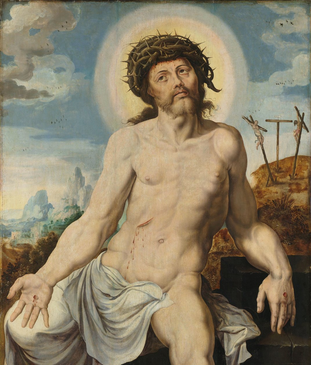 Hüzünlerin Adamı Olarak İsa by Maarten van Heemskerck (workshop of)
