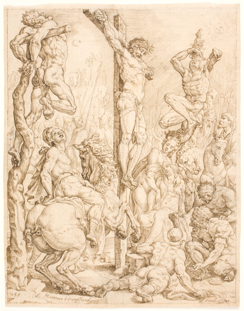 Hırsızlar arasında Çarmıhtaki İsa by Maarten van Heemskerck
