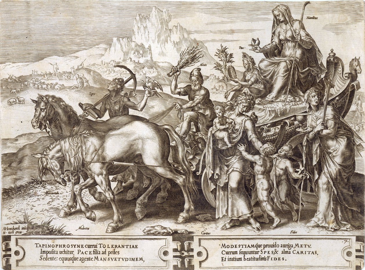 Alçakgönüllülük, 'İnsan Şeylerinin Değişkenliği'nden 7. levha, 1564 by Maarten van Heemskerck