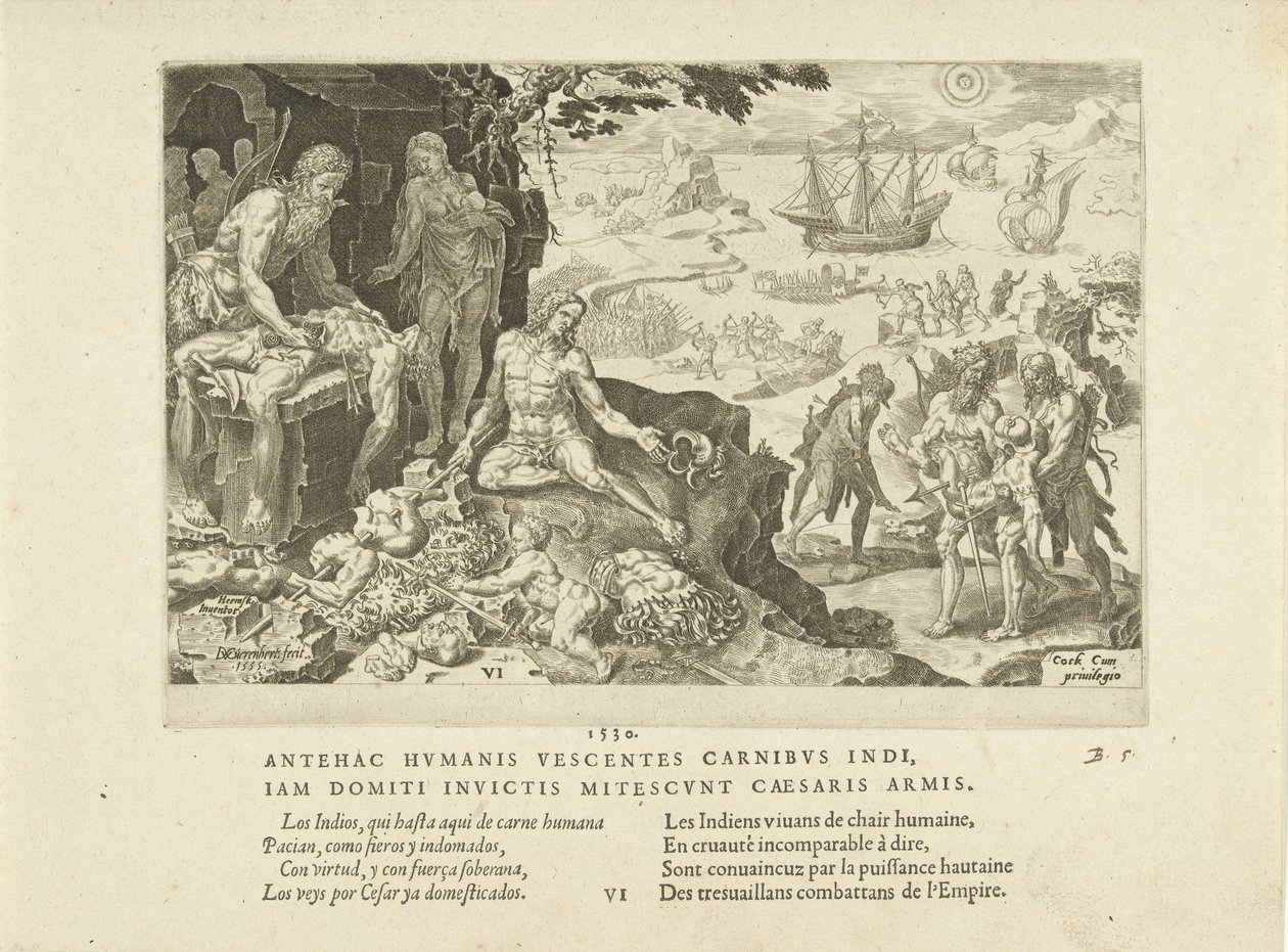 İmparatorluk birlikleri, Kızılderililere medeniyet getiriyor, 1555. by Maarten van Heemskerck
