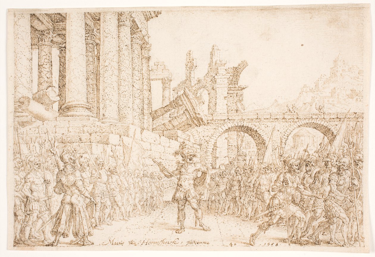 İsrail, Omri ve Tibni arasında bölündü by Maarten van Heemskerck