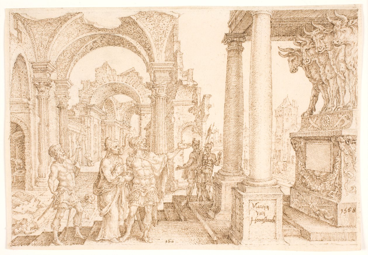 Yehu altın buzağıya tapıyor by Maarten van Heemskerck