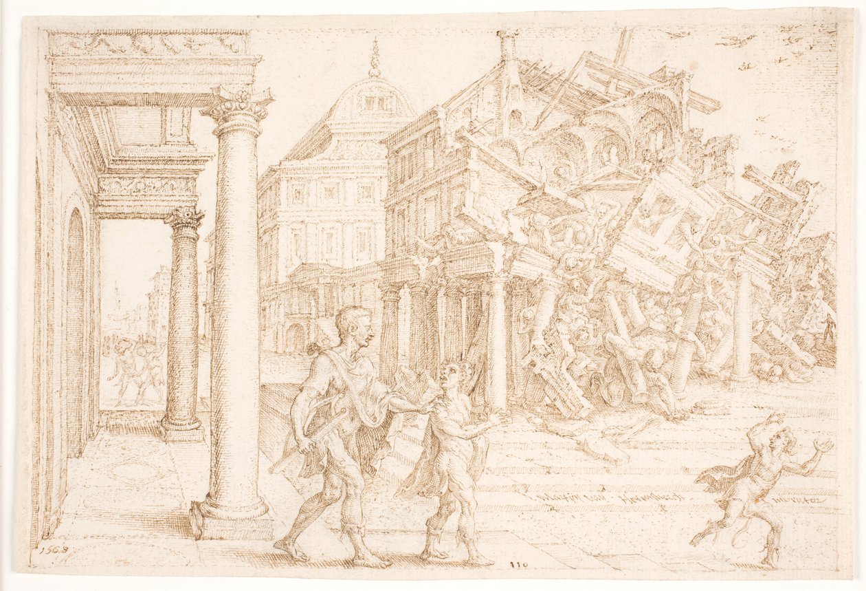 Şimşon Filistinlilerle birlikte evi yıkıyor by Maarten van Heemskerck