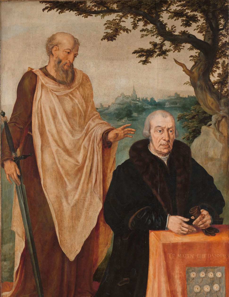 Sibylla Eritre Üç Parçanın Sol Kanadı: Donör Matelief Dammasz. ve St Paul (ön) ve Erythraean Sibyl (arka) by Maarten van Heemskerck