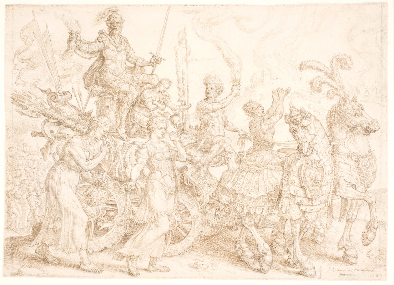 Zafer Arabası. Bellum (Savaş) by Maarten van Heemskerck