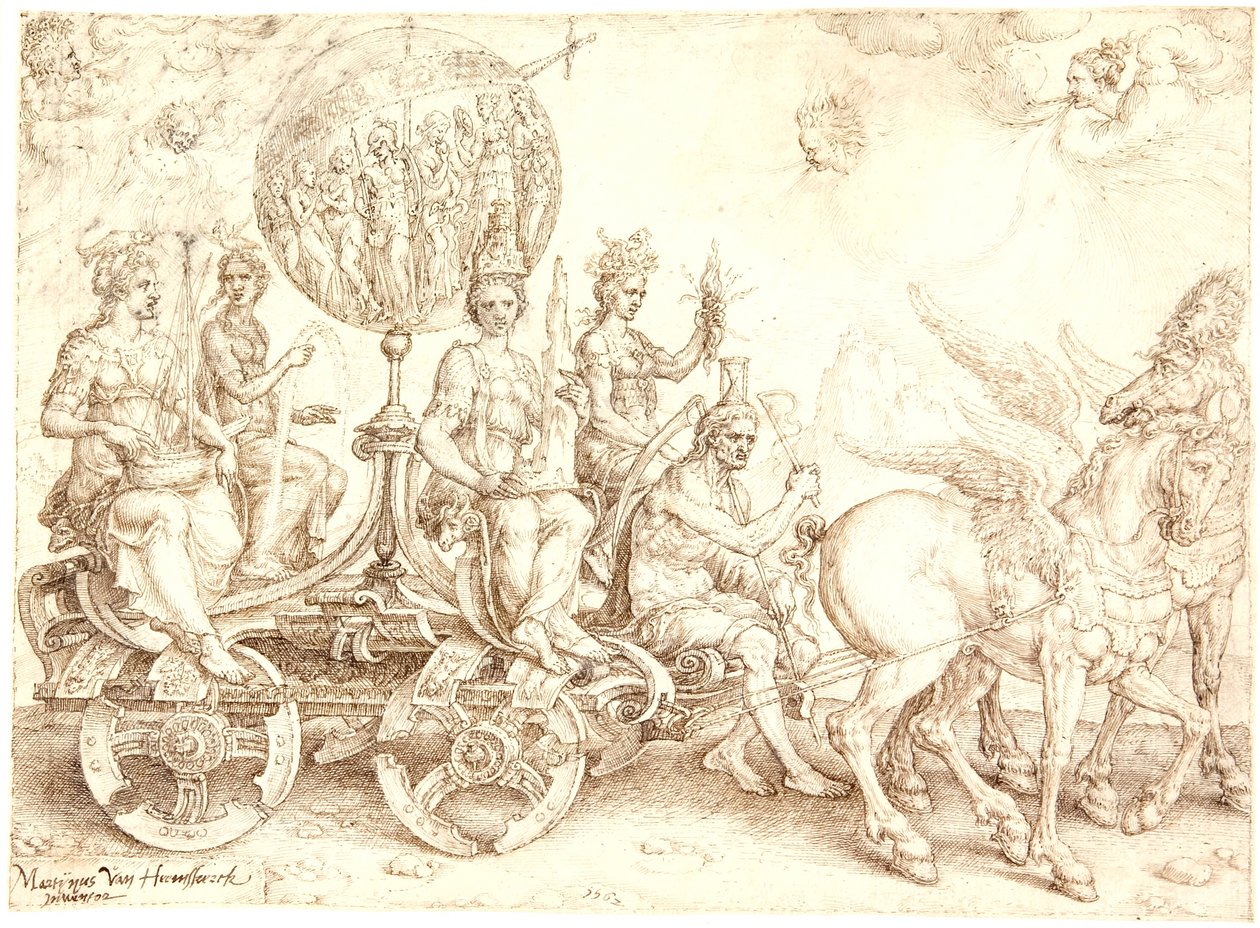 Zafer Arabası. Mundus (Dünya). (Dört Elementin bir alegorisi) by Maarten van Heemskerck