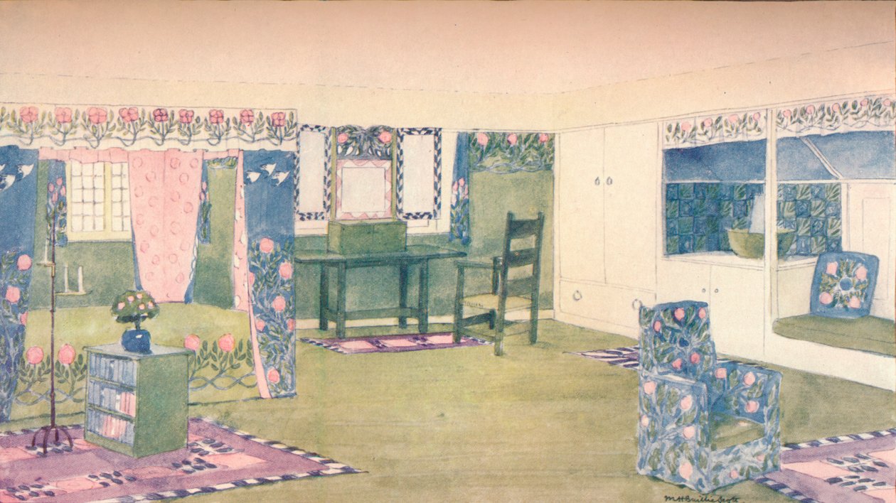 Bir Kır Evi: Yatak Odası Tasarımı, c1900 1902 by Mackay Hugh Baillie Scott