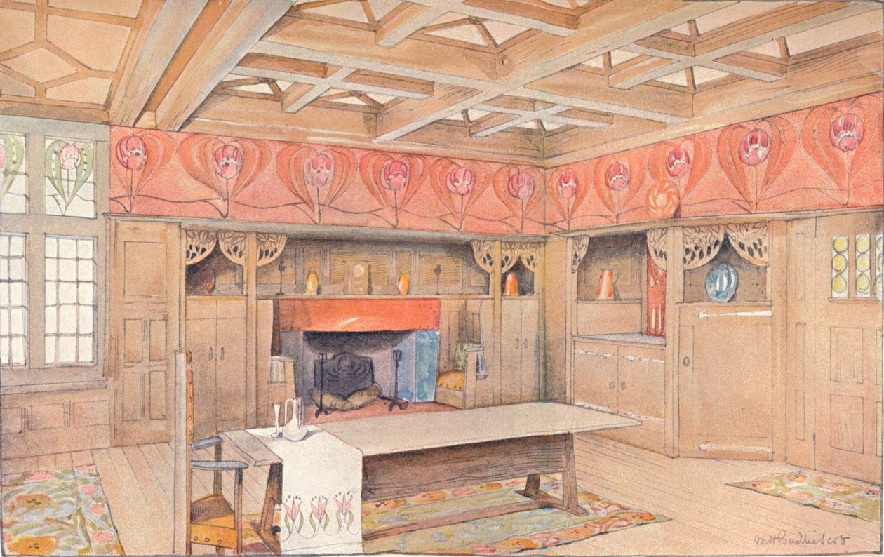 Yemek odasının dekorasyonu için şema, c1900 by Mackay Hugh Baillie Scott