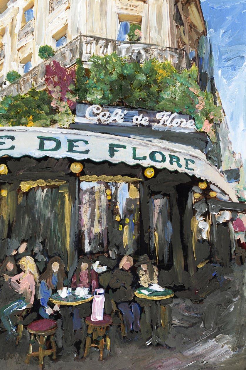 Café De Flore, 2019 (arşiv pigment baskısı üzerine akrilik boya) by Madeleine Gross