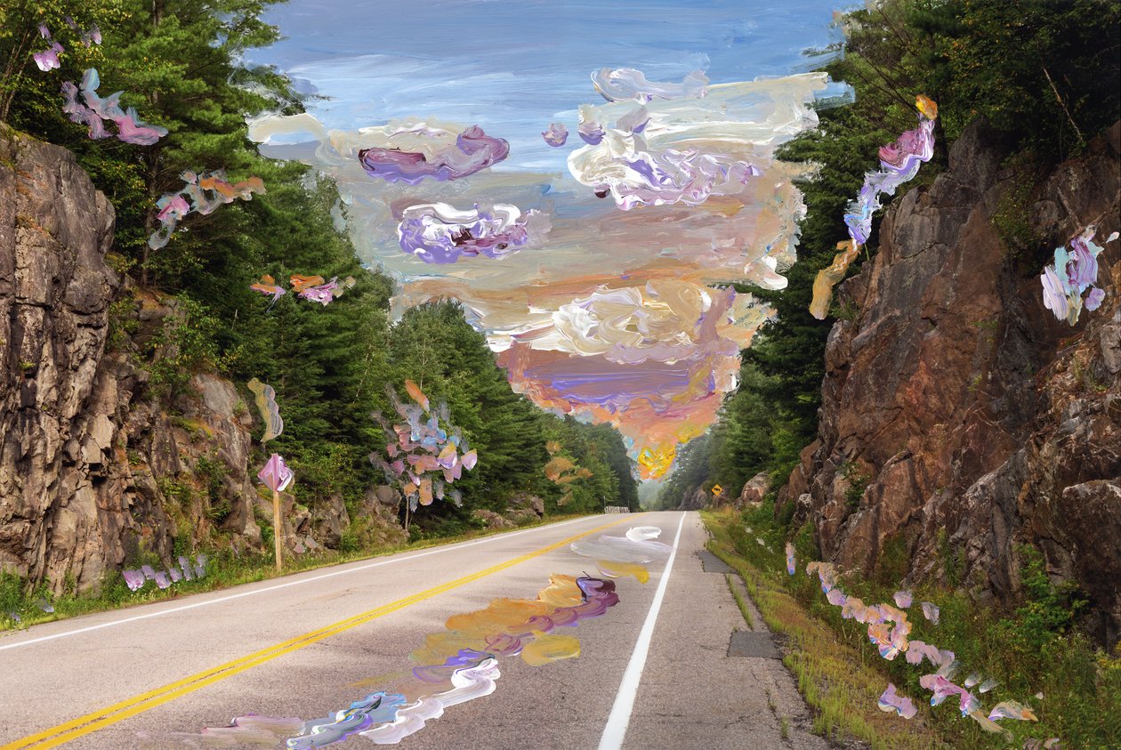 Country Road, 2020 (arşiv pigment baskı üzerine akrilik boya) by Madeleine Gross