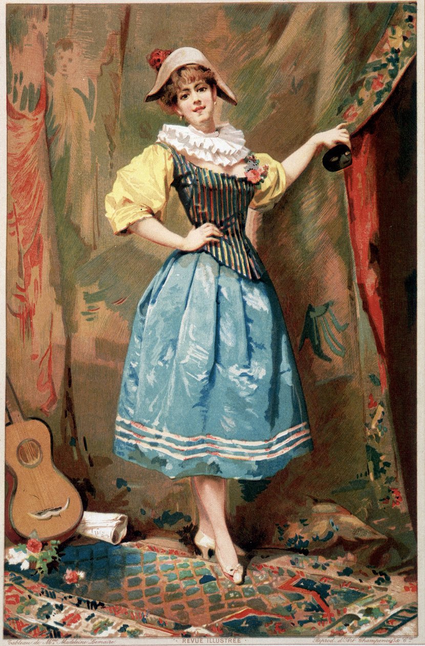 Kostüm (gitarlı bir kadın), sd. 19. by Madeleine Lemaire