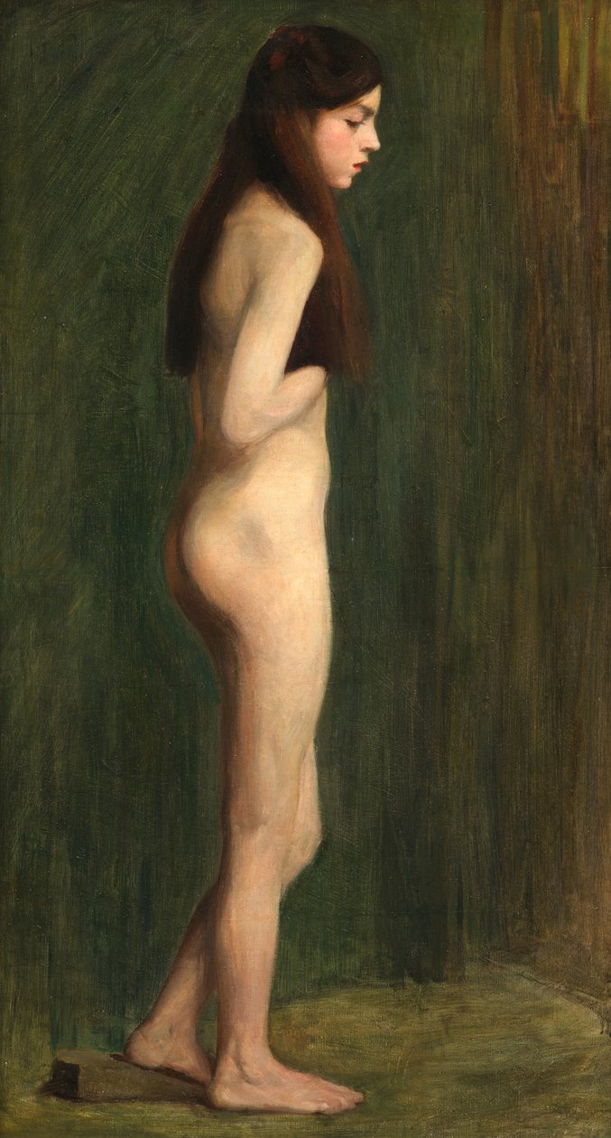 Studio Nude in Green (tuval üzerine yağlı boya) by Madeline Emily Green