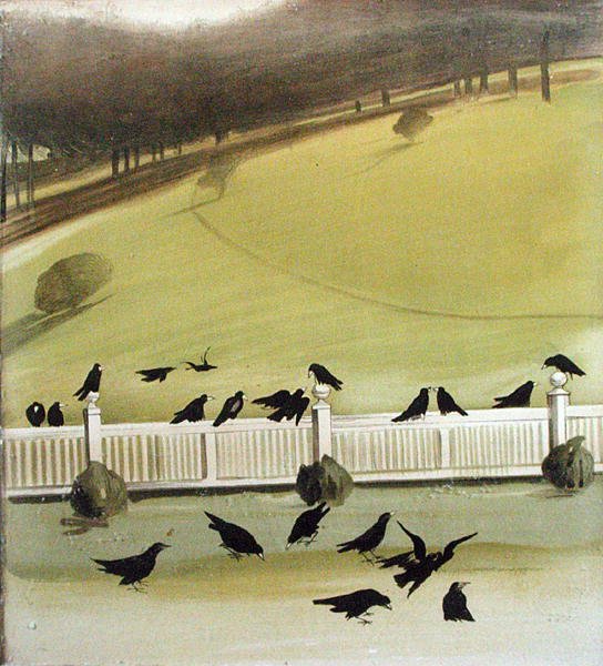 Bir parkta beslenen kaleler (kalem ve kağıt üzerine sulu boya) by Madeline Wyndham