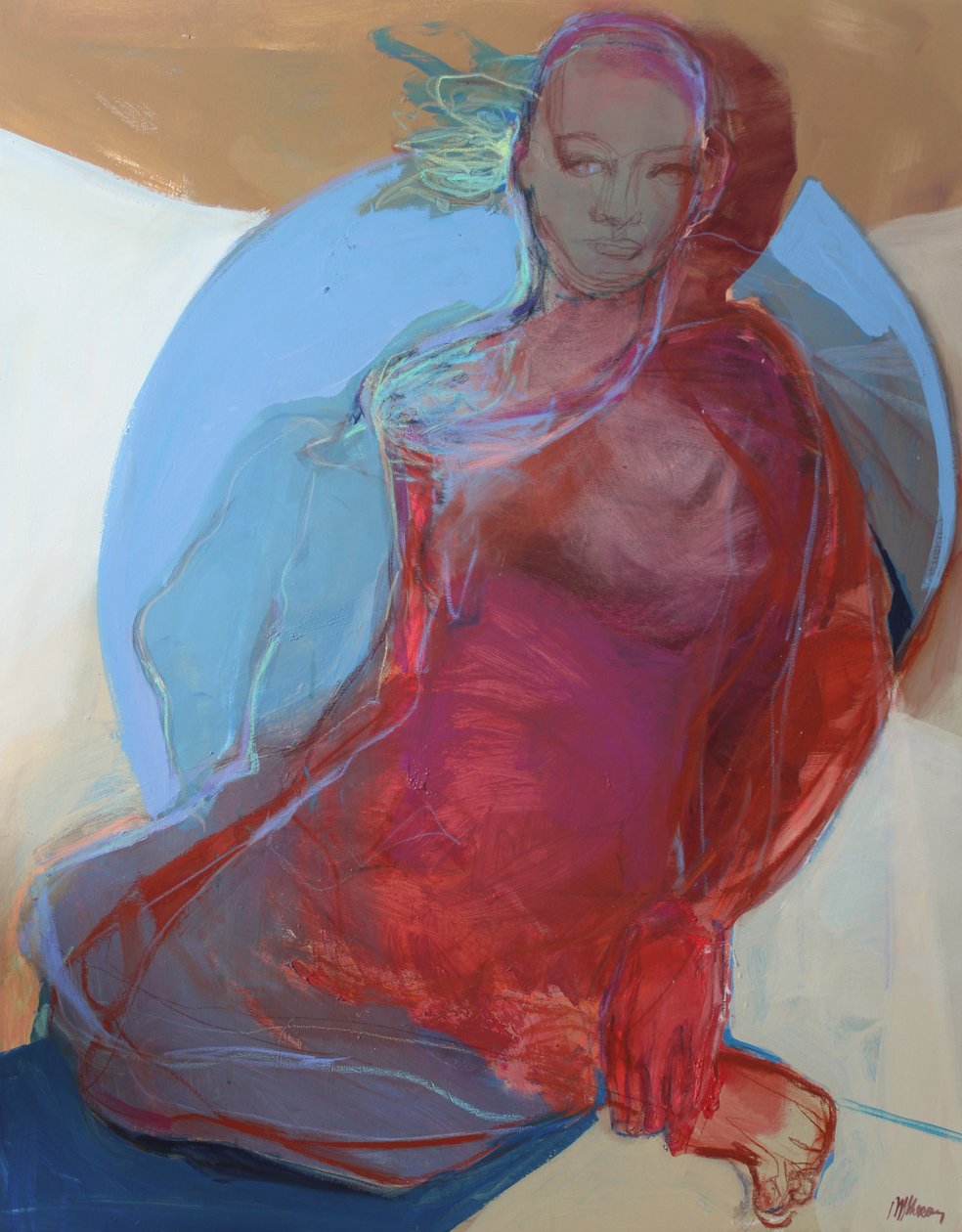 Revealed To Herself, 2025 (tuval üzerine akrilik ve pastel) by Madgalena Morey