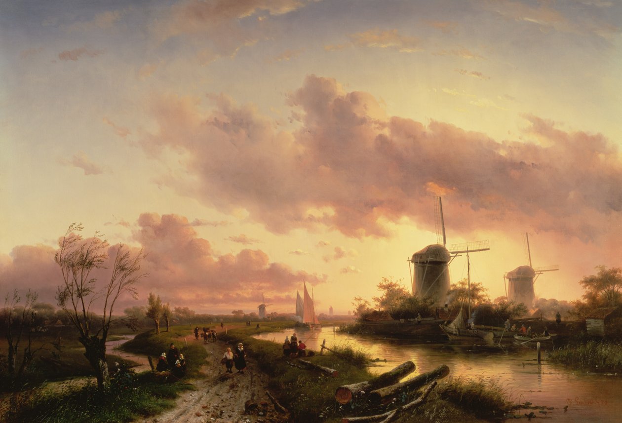 Bir Tekneyi Tamir Eden Figürlerle Bir Nehir Halici, 17. yüzyıl by Maerten Fransz van der Hulst