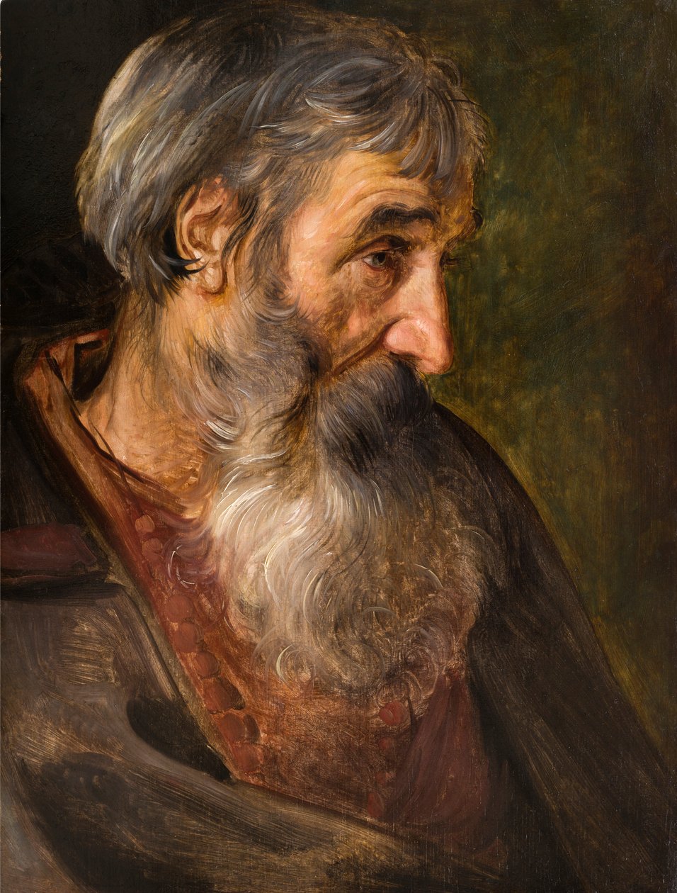 Yaşlı sakallı bir adamın başı. by Maerten Vos de