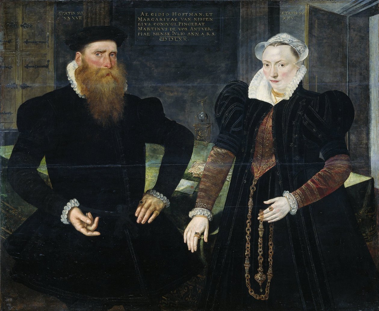 Gillis Hooftman, Armatör ve Karısı Margaretha van Nispen'in portresi (Gilles van Eichelenberg, Hoffman olarak anılır) by Maerten de Vos