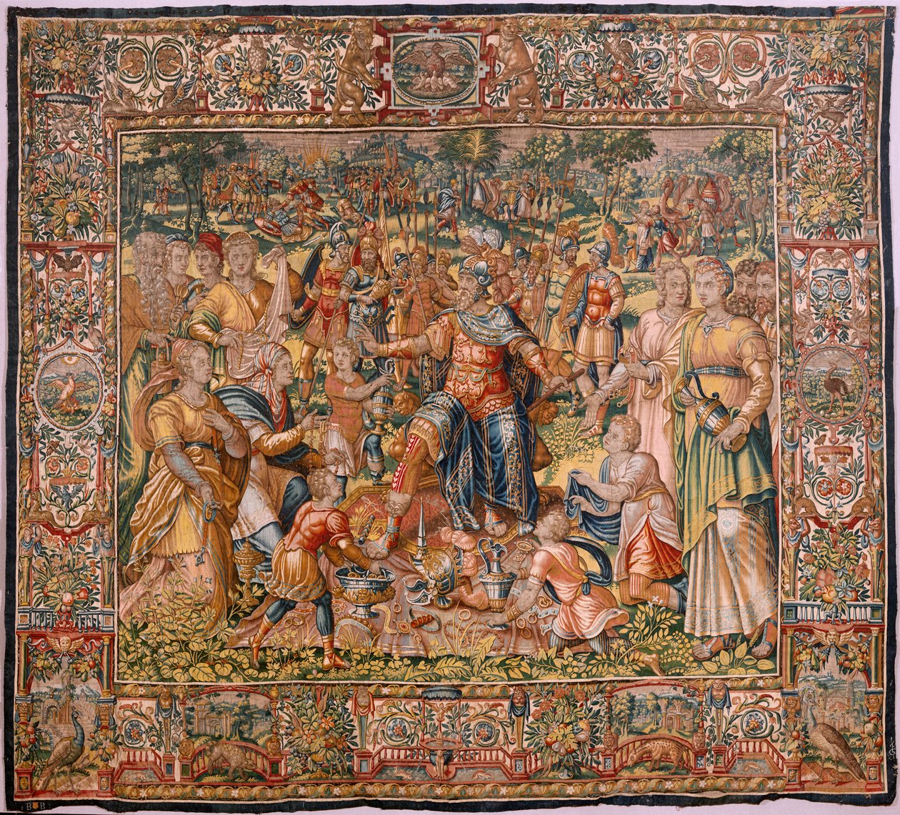 Piskoposluk müzesi (Museo Diocesano). Flaman halısı. Brüksel. Atölye François Geubels. Gideon Serisi Öyküsü. İsrailliler ganimetten paylarını Gideon
