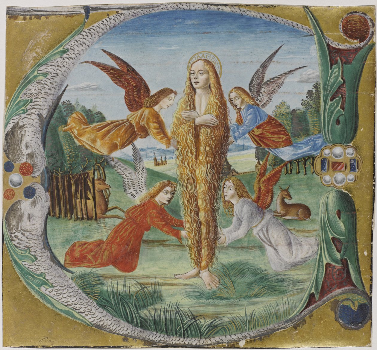 Melekler tarafından çevrili Aziz Mary Magdalen by Maestro del Salomone Wildenstein