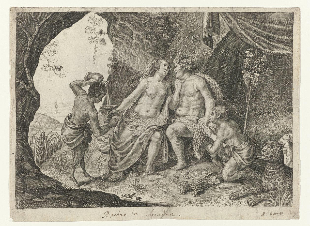 Bacchus ve Ariadne Ovid'in Metamorfozlarının Evliliği (dizi başlığı) by Magdalena van de Passe (possibly)