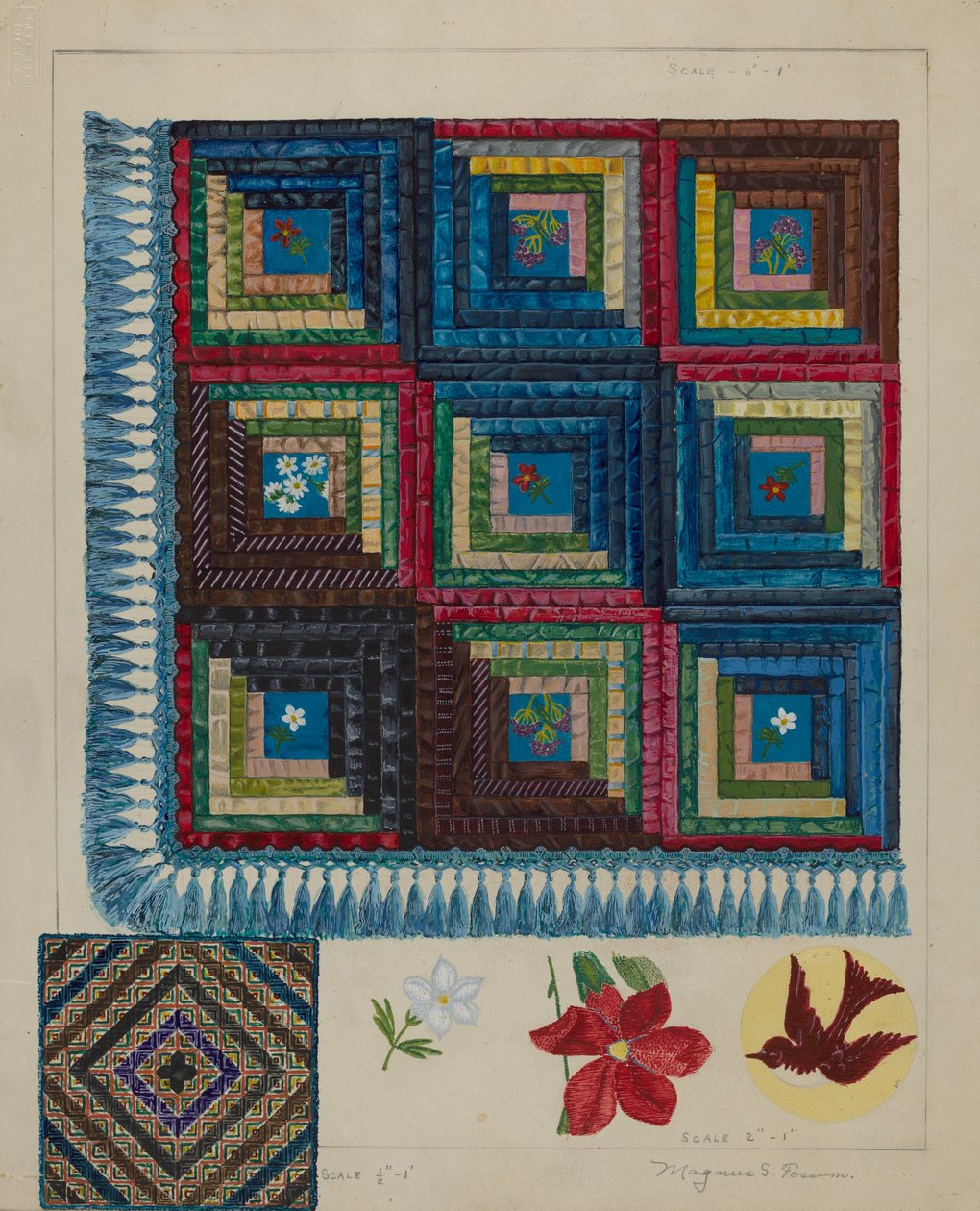 Yorgan - Kütük Kabin Kalıbı, c. 1936. by Magnus S. Fossum