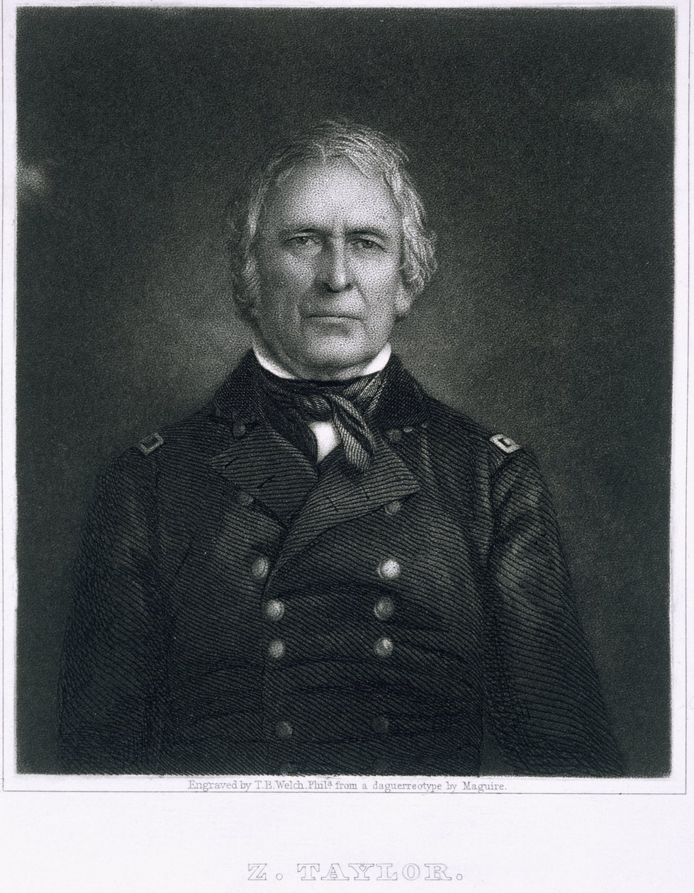 Zachary Taylor, Thomas B. Welch (1814-74) tarafından bir daguerrotipten sonra oyulmuş by Maguire