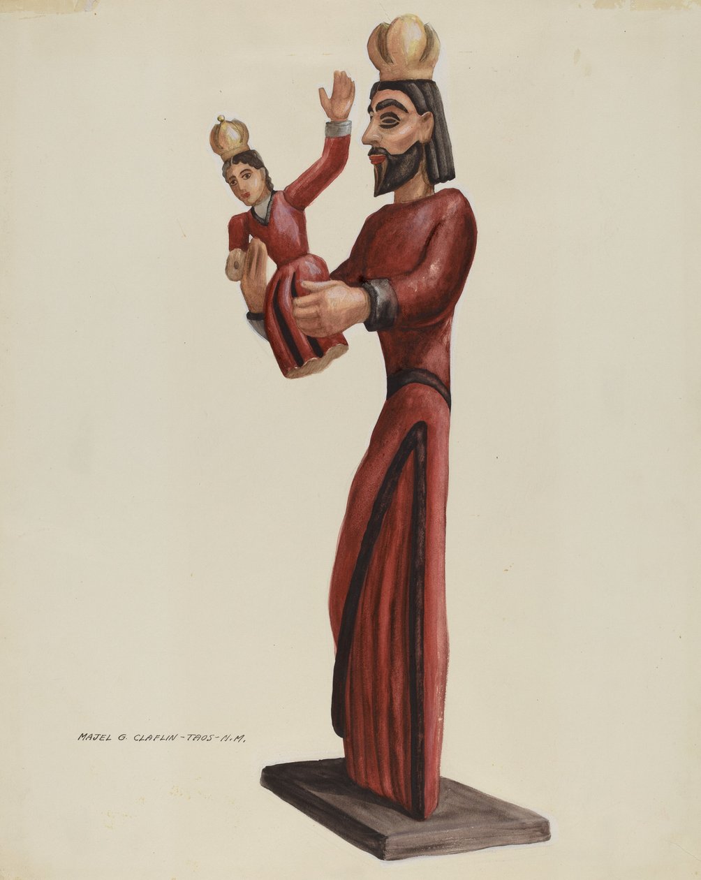 Oyma ve Boyalı Santo-San Jose, c. 1937. by Majel G. Claflin