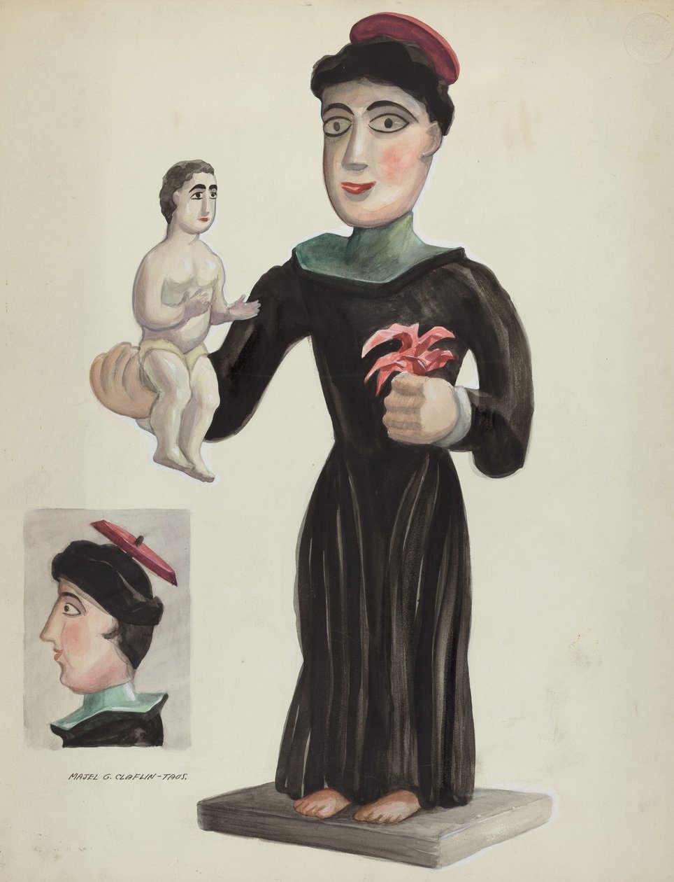 Oyma ve Boyalı Ahşap Santo (St. Anthony) by Majel G. Claflin