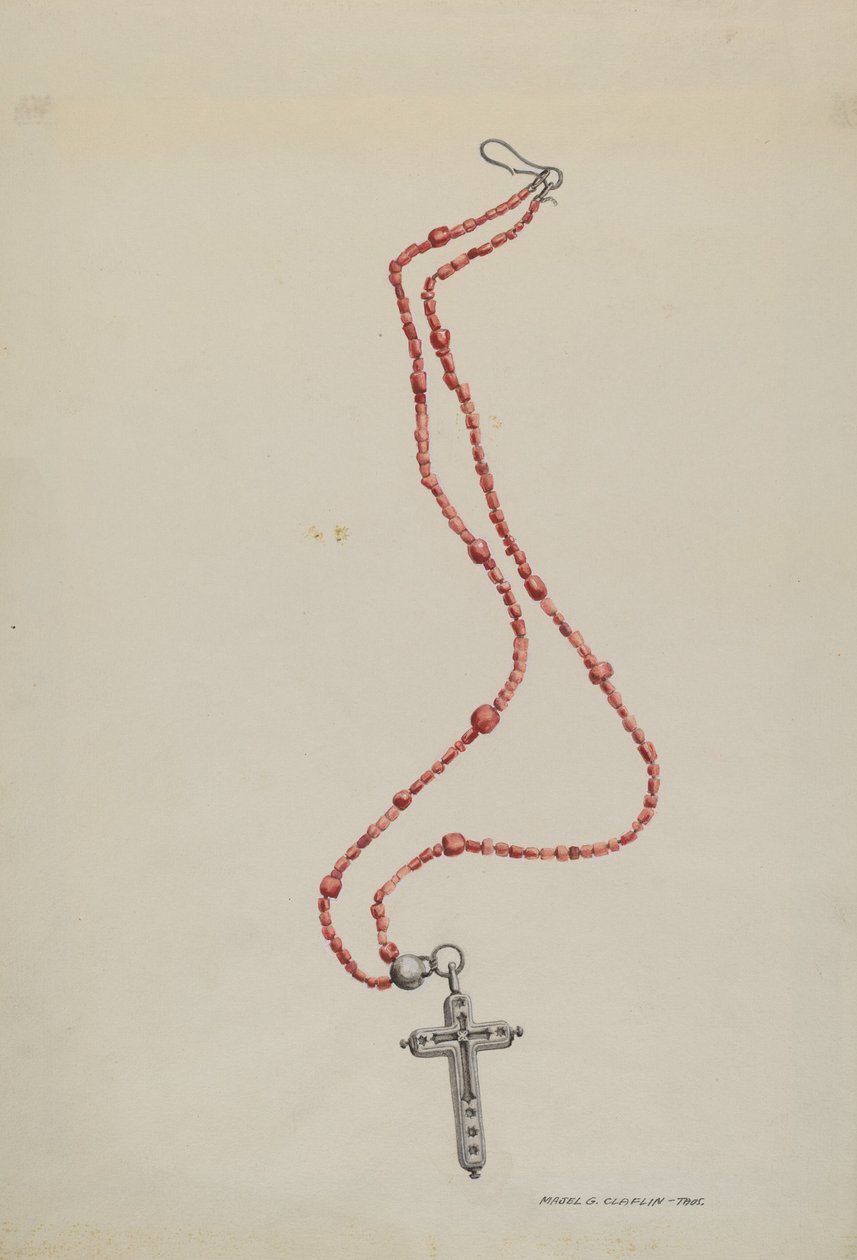Mercan Boncukları ve Haç, c. 1937. by Majel G. Claflin