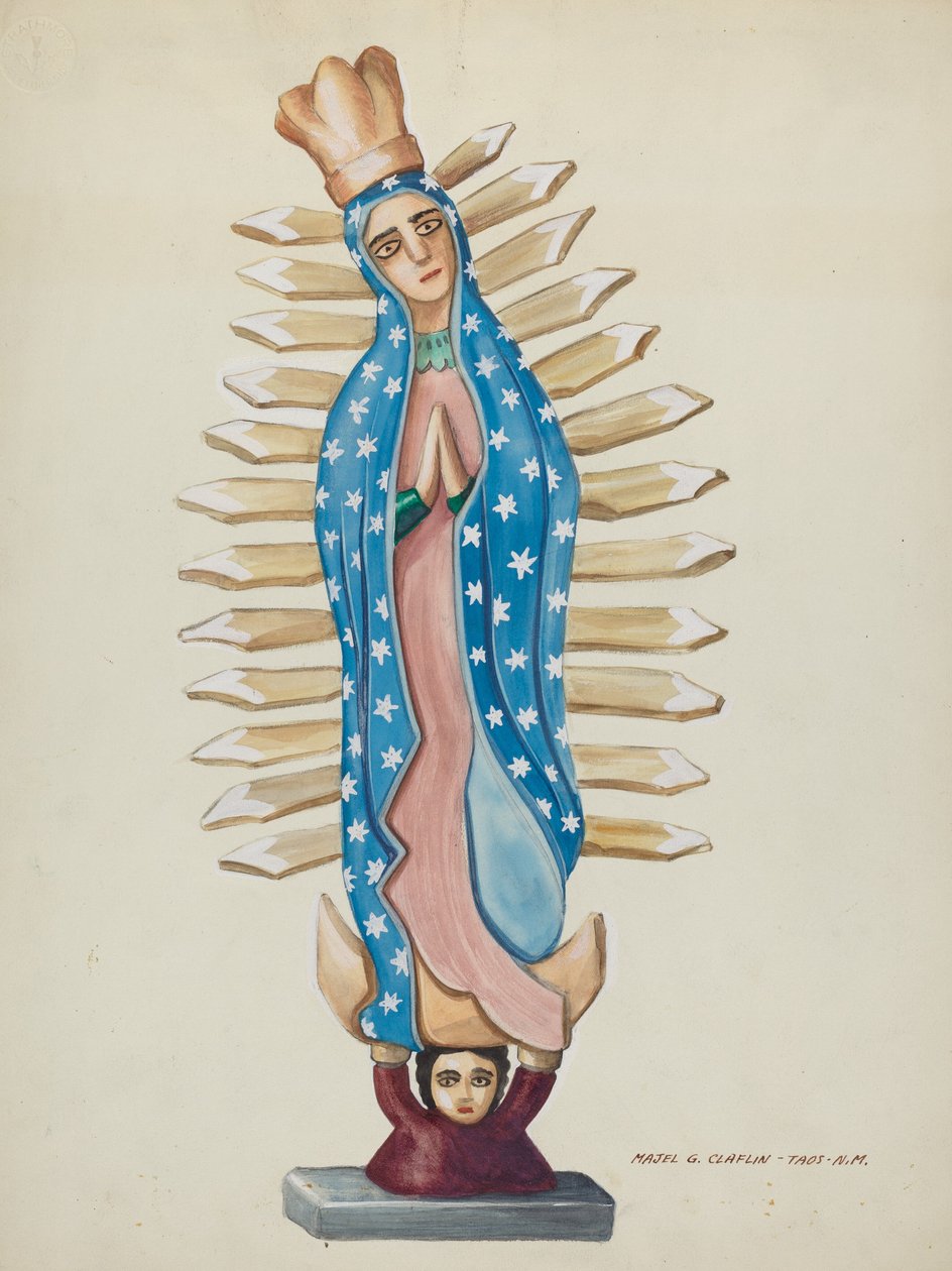 Guadalupe Wood Santo veya Bulto, 1937 dolayları. by Majel G. Claflin