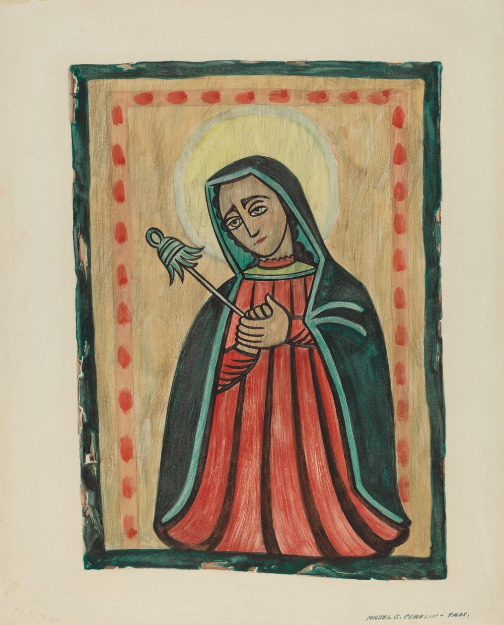Altarpiece- Our Lady of Sorrows Nuestra Senora de los Siete Dolores, c. 1938. by Majel G. Claflin