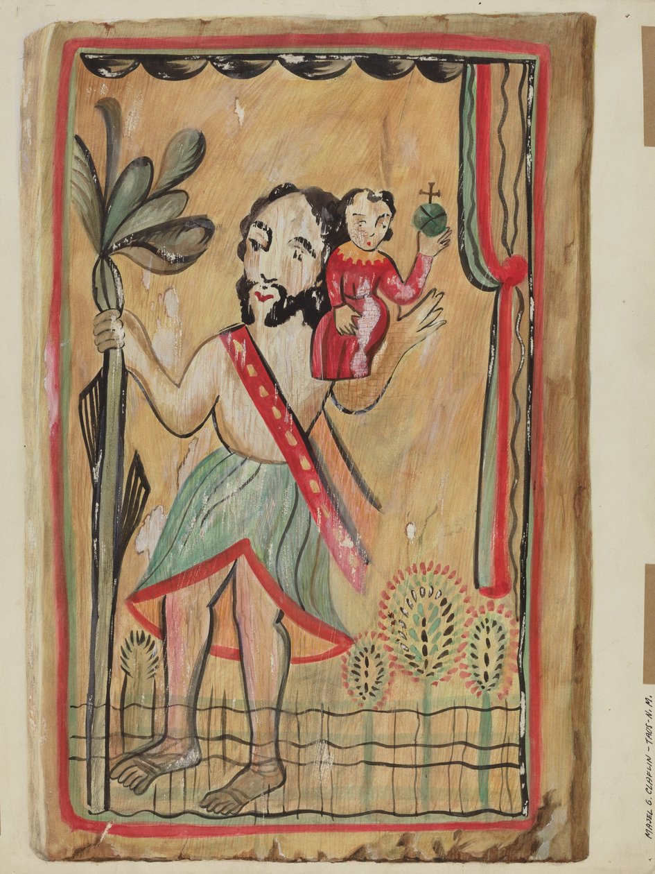 Retablo - San Christopher, 1935-1942. by Majel G. Claflin