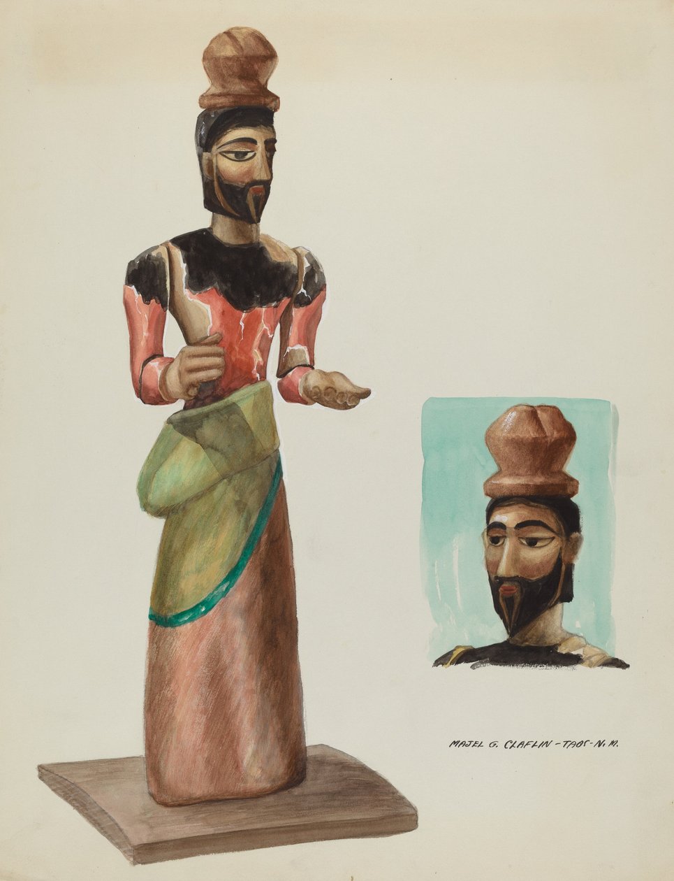 San Jose, Oyma ve Boyalı Ahşap Santo, c. 1937. by Majel G. Claflin