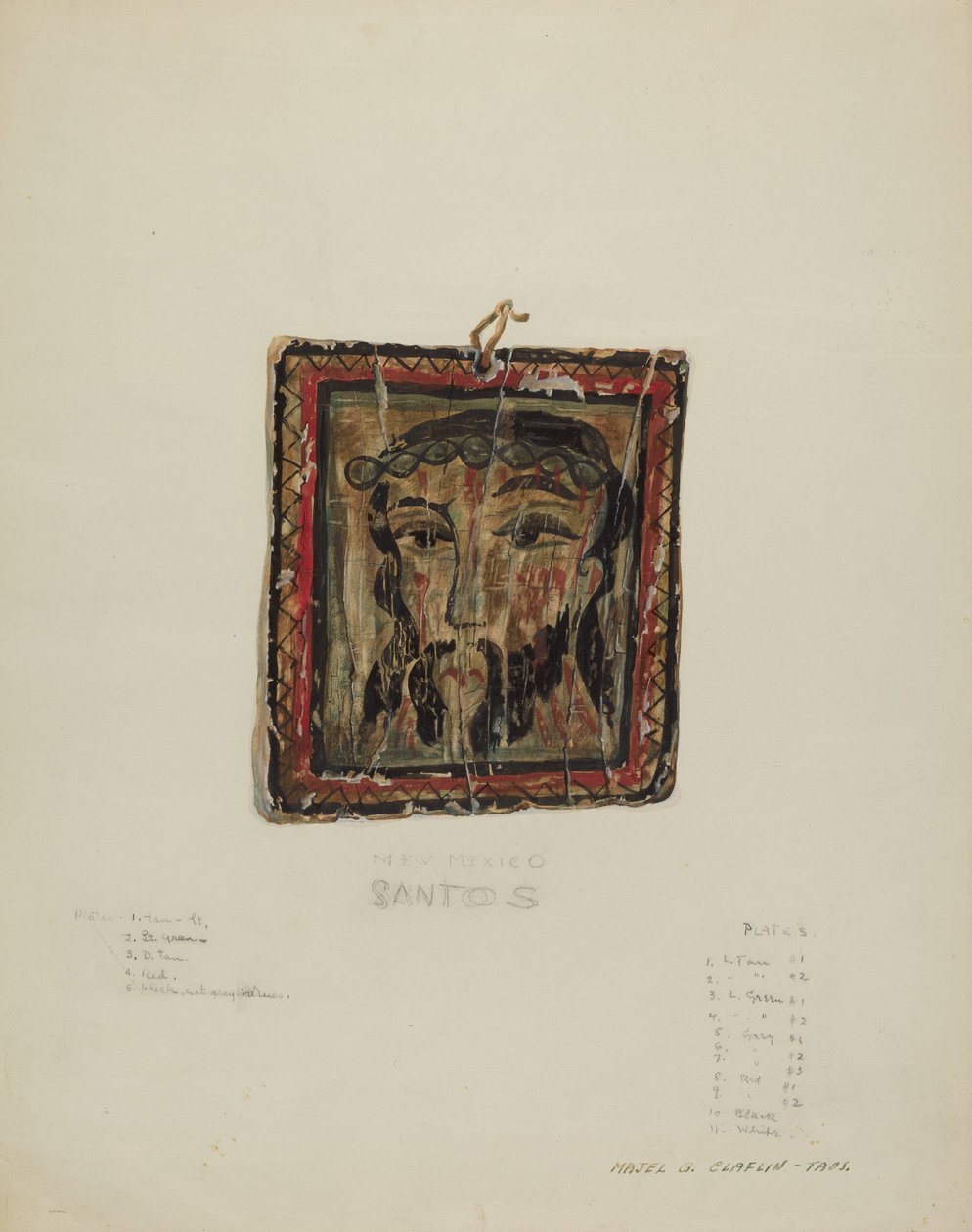 Küçük Christo Kafa - Retablo, c. 1940. by Majel G. Claflin