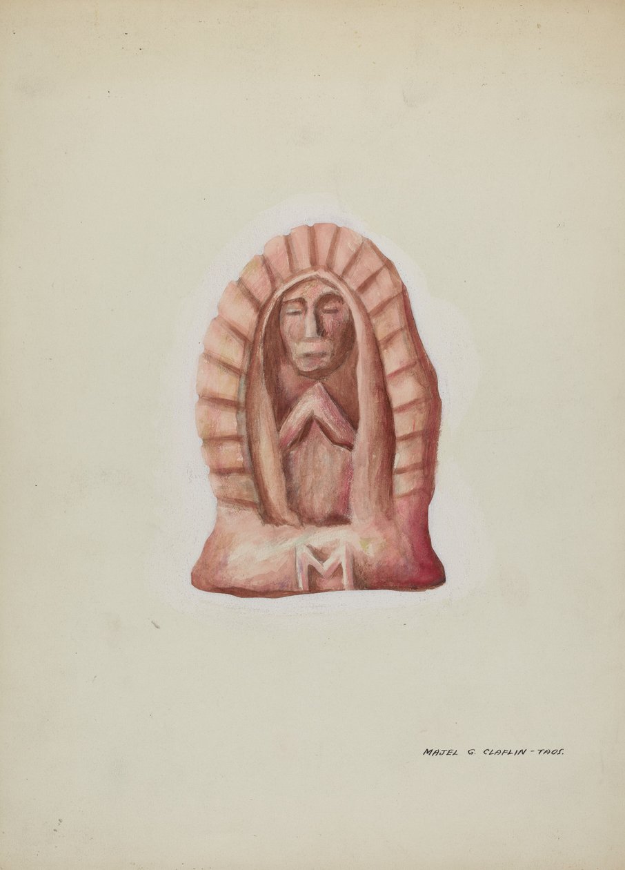 Küçük Guadalupe Taş Oyma Heykeli, c. 1937. by Majel G. Claflin