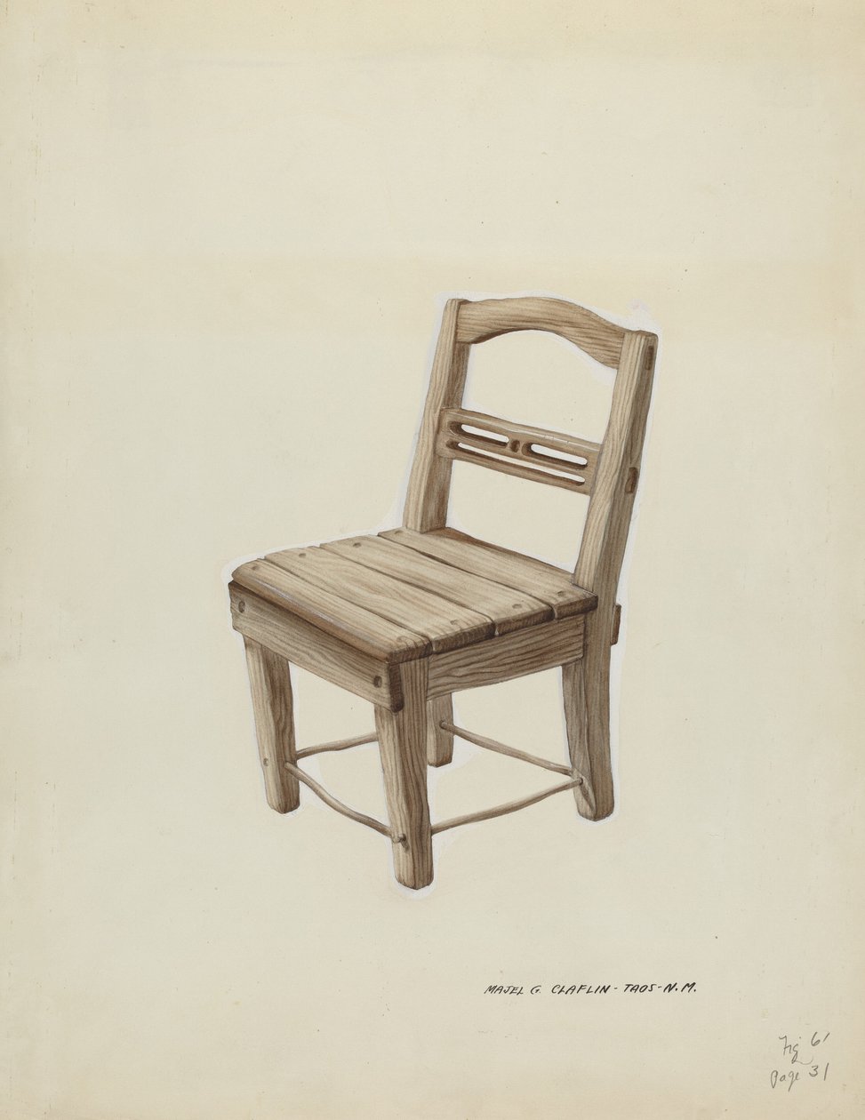 Küçük Ahşap Sandalye, c. 1937. by Majel G. Claflin