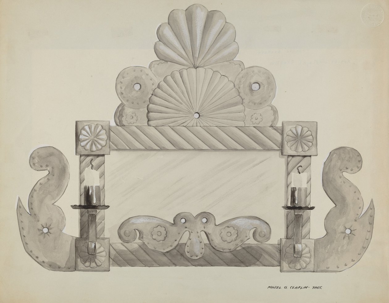 2 Mum Yuvalı Teneke Ayna Çerçevesi, c. 1937. by Majel G. Claflin
