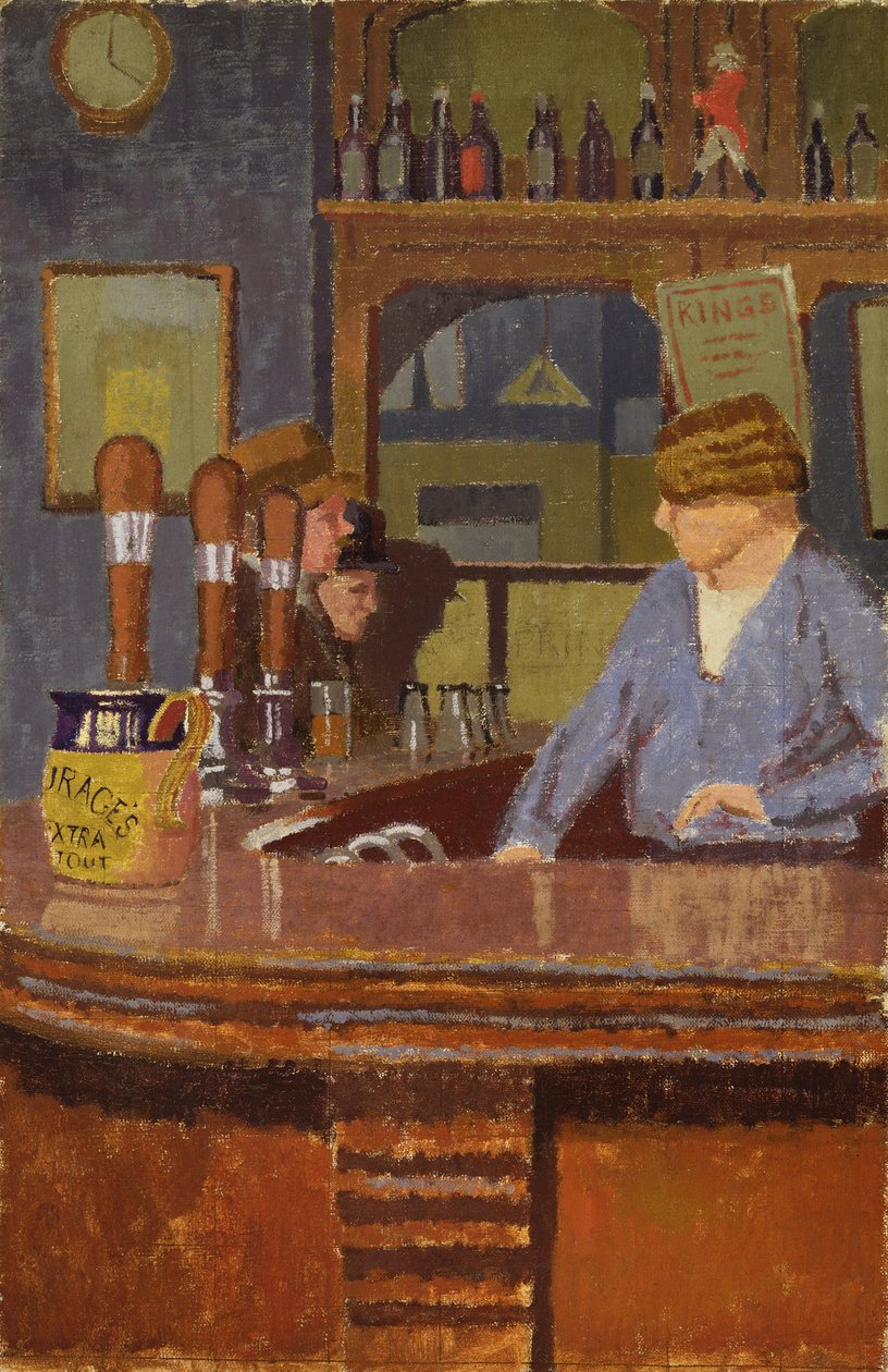 Galler Prensesi Pub, Trafalgar Meydanı: Barın arkasında Bayan Francis, c.1931 by Malcolm Drummond