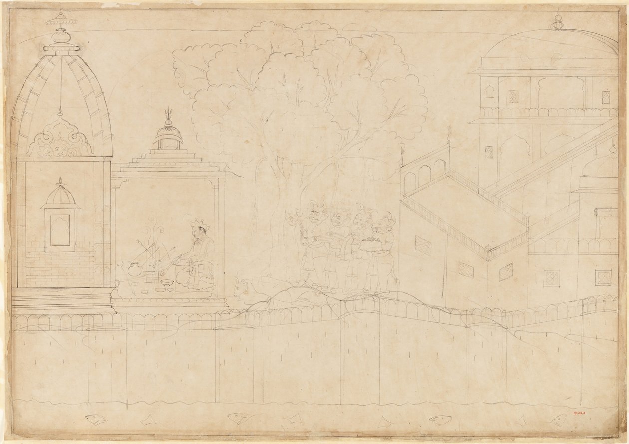 Indrajit Teklifler Sunar: Siege of Lanka serisinden bir yaprak, yakl. 1725. by Manaku