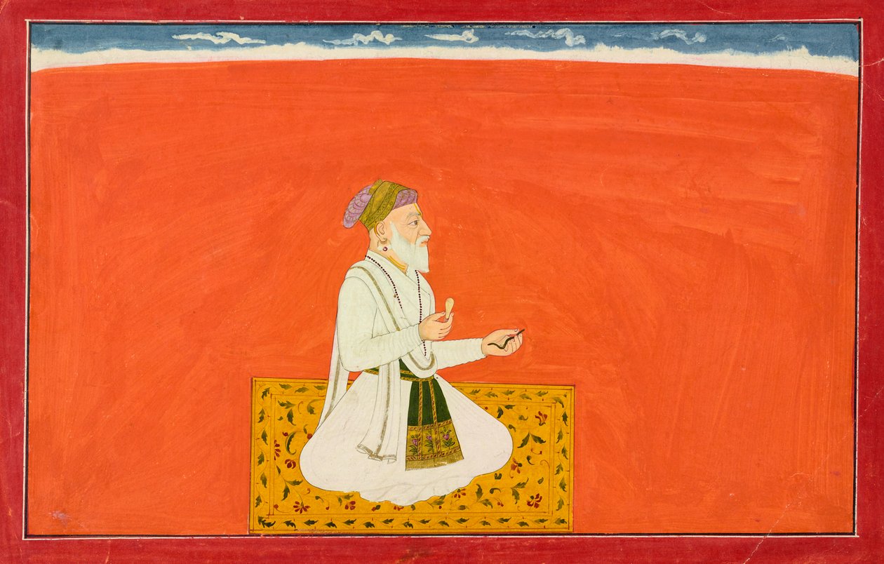 Bilge hekim Dhanvantari, Altıncı Bhagavata Purana serisinden bir yaprak..., yakl. 1735-1740. by Manaku