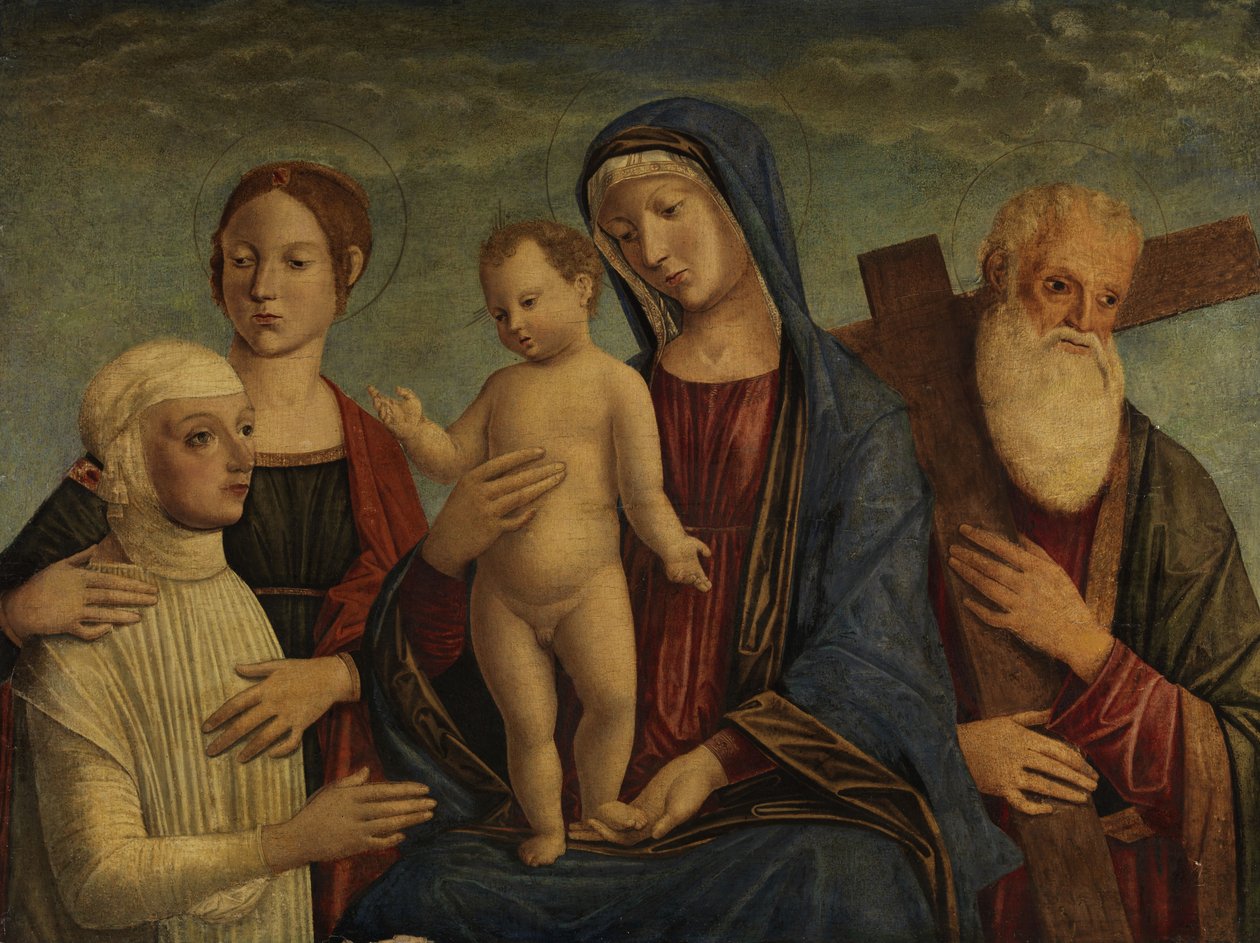 Çocuk, iki aziz ve bir bağışçı figürüyle Madonna by Manner of Jacopo Bellini