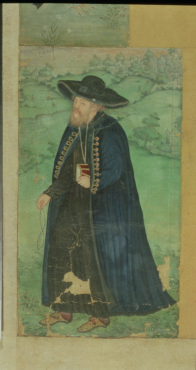 Farsça yazılmış bir Cizvit rahip: 'Jahangir Shahi Amal-e-Mansur', Babür, 1610, (kağıt), by Mansur