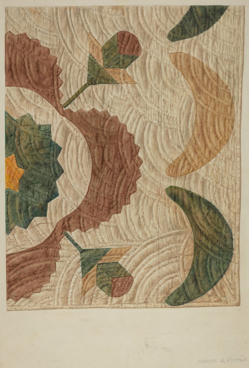 Aplike ve Kapitone Nevresim, c. 1938. by Manuel G. Runyan