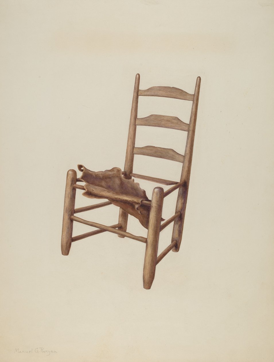 El Yapımı Sandalye - Ham Deri Koltuk, c. 1939. by Manuel G. Runyan