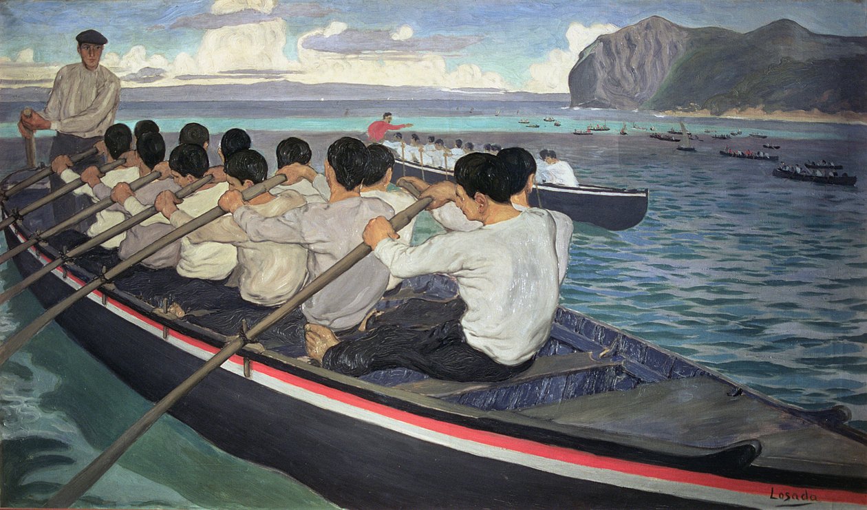 The Rowers, c.1912 (tuval üzerine yağlı boya) by Manuel Losada