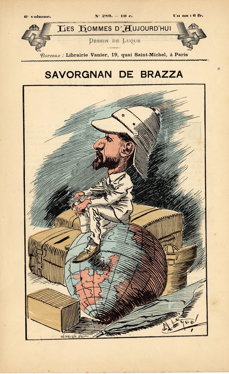 Günümüzün Adamları, sayı 289, çizimi Manuel Luque (1854-1919): Sömürgecilik Sömürgecilik Koloniler - Kaşif, Pierre Savorgnan de Brazza (1852-1905) - Dünya by Manuel Luque