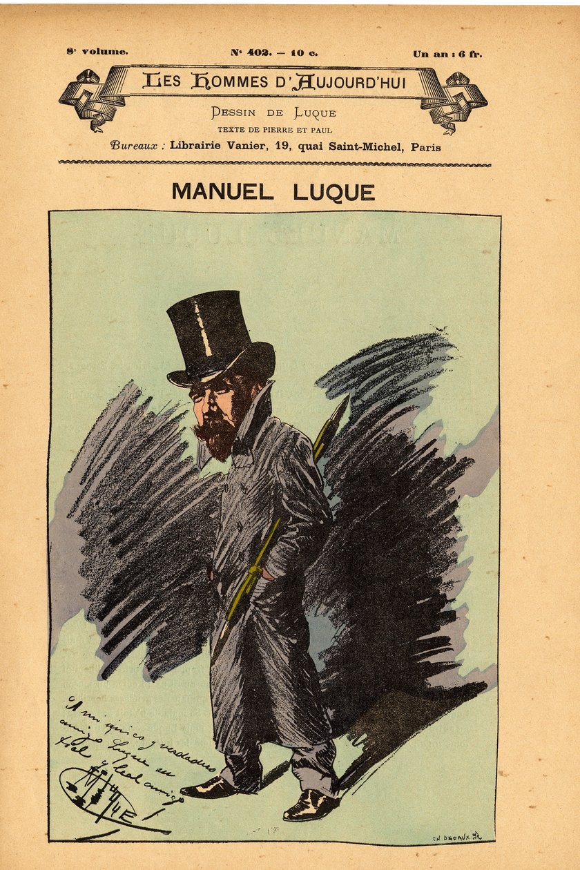 Bugünün Adamları, Sayı 402, Manuel Luque (1854-1919) çizimi: Karikatüristler - Luque Manuel (1854-1924) by Manuel Luque